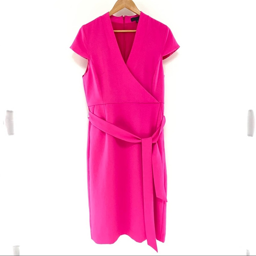 J. Crew Faux Wrap Dress in Triple Dobby Pink